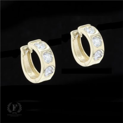 14K YELLOW GOLD BRILLIANT DIAMOND HOOPS