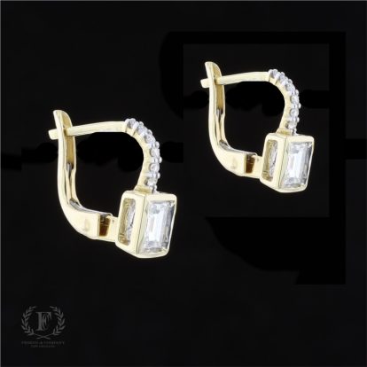 14K YELLOW GOLD DIAMOND DROP DANGLE EARRINGS
