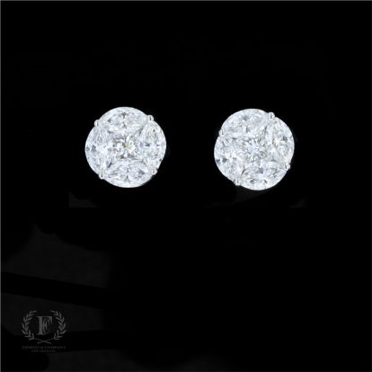 18K WHITE GOLD INVISIBLE SET DIAMOND STUDS