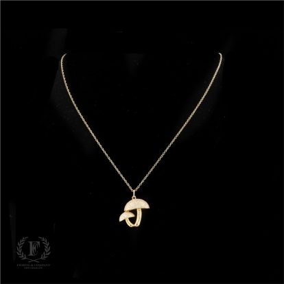 SENSATIONAL SHROOMS 14K YELLOW GOLD DIAMOND PENDANT NECKLACE