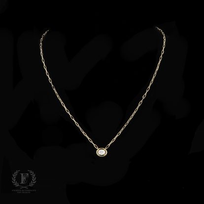 18K YELLOW GOLD PAPERCLIP CHAIN WITH DIAMOND PENDANT
