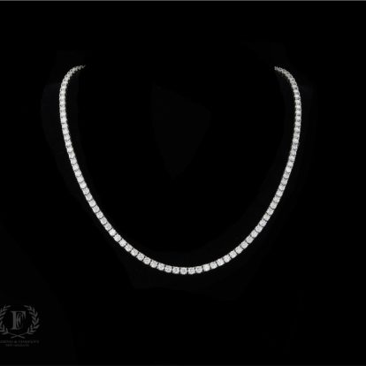 14K WHITE GOLD ROUND DIAMOND TENNIS NECKLACE