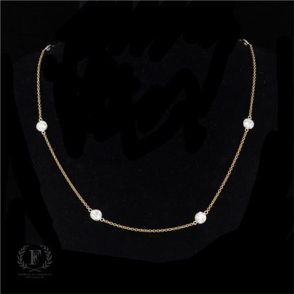 14K YELLOW GOLD BEZEL SET DIAMOND BY THE YARD NECKLACE