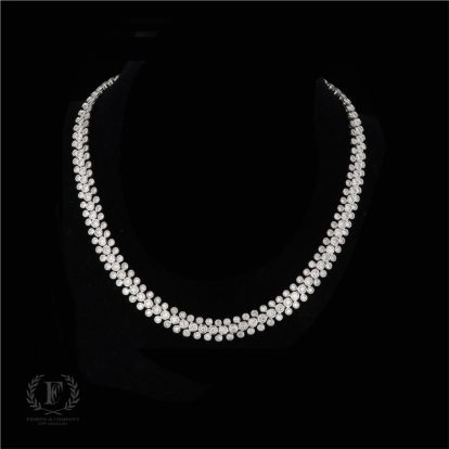 THREE ROW BEZEL SET DIAMOND ESTATE NECKLACE