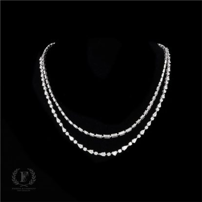 DOUBLE TME! TWO STRAND 18K WHITE GOLD  DIAMOND NECKLACE