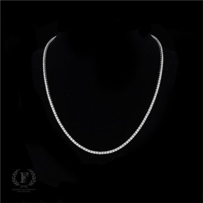 ROUND BRILLIANT DIAMOND 14K WHITE GOLD TENNIS NECKLACE