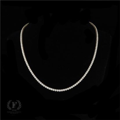 14K YELLOW GOLD ROUND BRILLIANT DIAMOND TENNIS NECKLACE