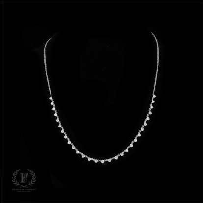 14K WHITE GOLD ROUND BRILLIANT DIAMOND NECKLACE
