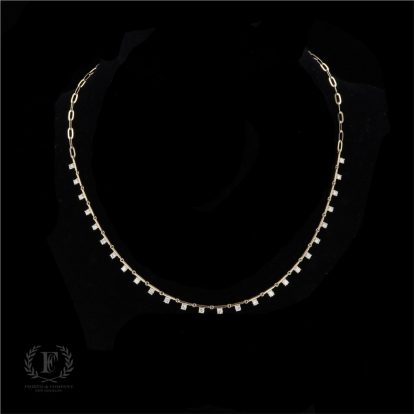 14 K YELLOW GOLD OPEN LINK DIAMOND NECKLACE