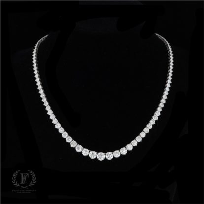 14K WHITE GOLD RIVIERE DIAMOND NECKLACE