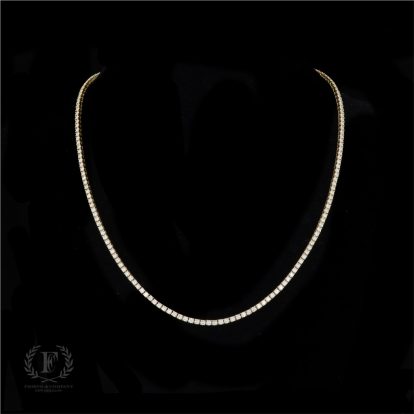 14K YELLOW GOLD ROUND BRILLIANT DIAMOND TENNIS NECKLACE