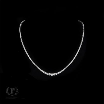14K WHITE GOLD GRADUATED ROUND BRILLIANT DIAMOND TENNIS NECKLACE
