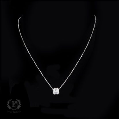 14K WHITE GOLD INVISIBLE SET DIAMOND NECKLACE