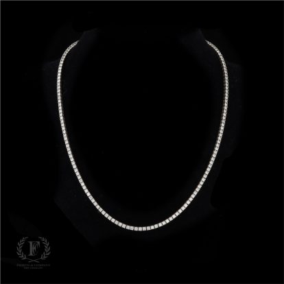 14K WHITE GOLD ESTATE DIAMOND TENNIS NECKLACE