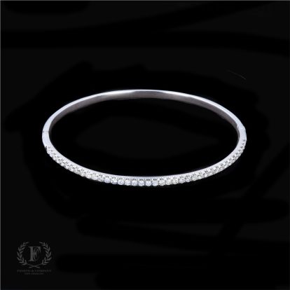 14K WHITE GOLD DIAMOND BANGLE BRACELET