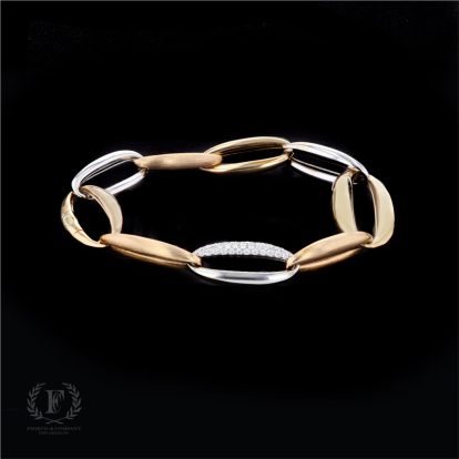 TWICE AS NICE DIAMOND CENTERED TWO-TONE LINK BRACELET