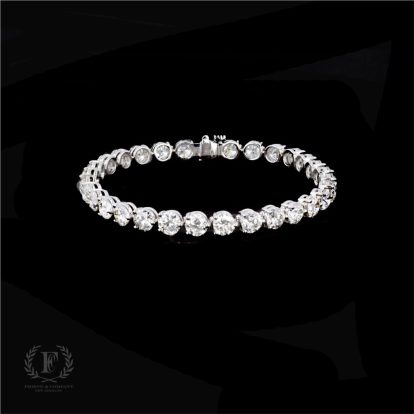 18K WHITE GOLD ROUND BRILLIANT DIAMOND TENNIS BRACELET