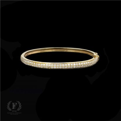 14K YELLOW GOLD TWO ROW DIAMOND ESTATE BRACELET