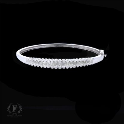 14K WHITE GOLD ANTIQUE DIAMOND BANGLE
