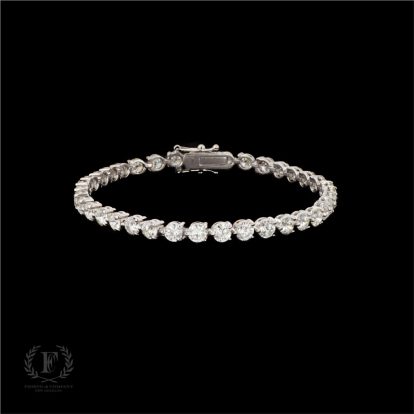 ROUND BRILLIANT DIAMOND 14K WHITE GOLD TENNIS BRACELET