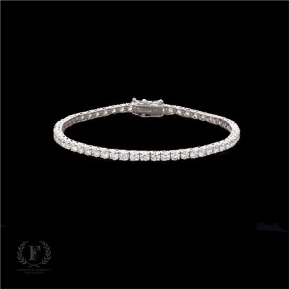 14K WHITE GOLD ROUND BRILLIANT DIAMOND TENNIS BRACELET