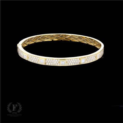 18K YELLOW GOLD ROUND & ASSCHER DIAMOND BRACELET