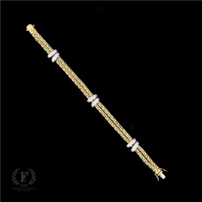 18K YELLOW GOLD DOUBLE STRAND DIAMOND STATION BRACELET