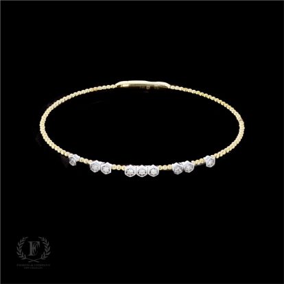 14K TWO TONE DIAMOND HEXAGON BRACELET