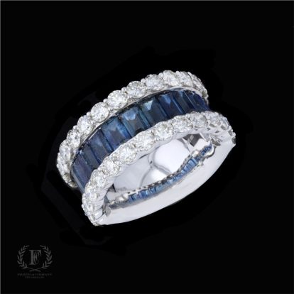 UNFORGETTABLE 14K WHITE GOLD SAPPHIRE & DIAMOND HALF ETERNITY RING