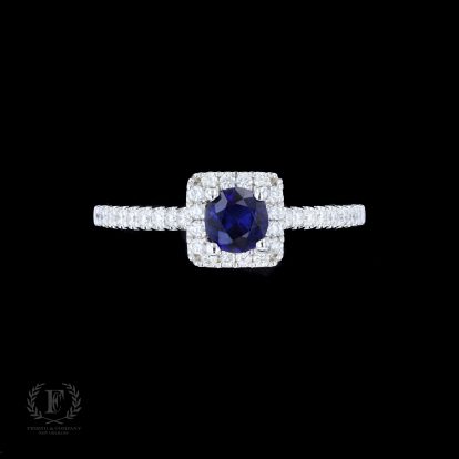 14K WHITE GOLD SAPPHIRE & DIAMOND RING