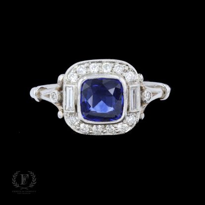 ANTIQUE PLATINUM SAPPHIRE & DIAMOND RING