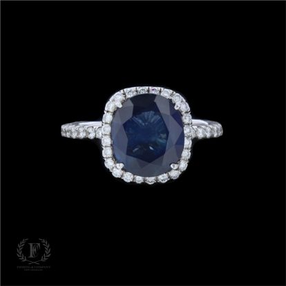 BRILLIANT DIAMOND BLUE SAPPHIRE PLATINUM RING