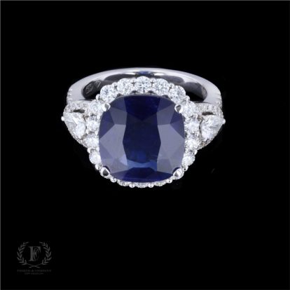 18K WHITE GOLD SAPPHIRE DIAMOND RING
