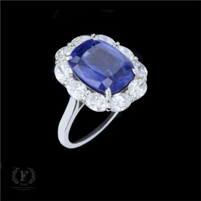 STUNNING PLATINUM DIAMOND SAPPHIRE COCKTAIL RING