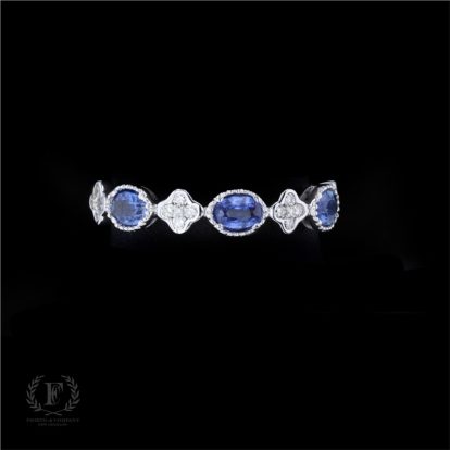 14K WHITE GOLD SAPPHIRE DIAMOND RING