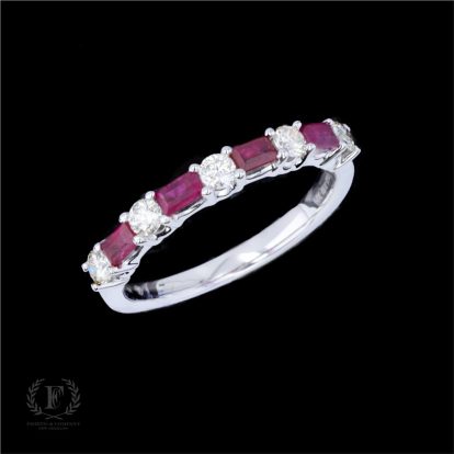 14K WHITE GOLD RUBY DIAMOND RING