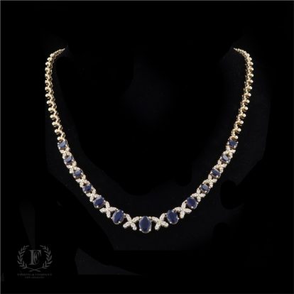 CROSS YOUR HEART WITH ELEGANCE DIAMOND SAPPHIRE NECKLACE