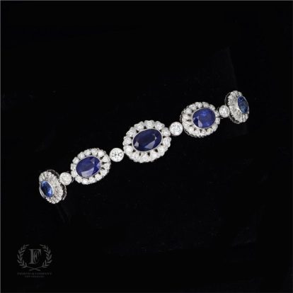 ANTIQUE SAPPHIRE & DIAMOND 18K WHITE GOLD BRACELET