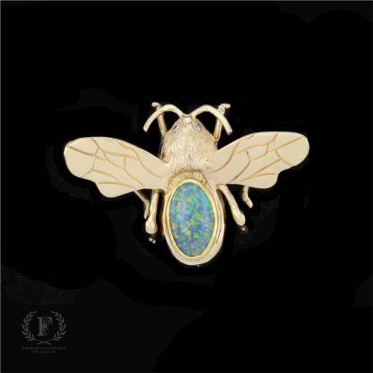 ANTIQUE DIAMOND & OPAL BUG PIN