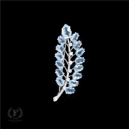 ANTIQUE 14K AQUAMARINE DIAMOND PIN