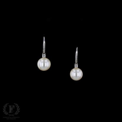 PEARL DROP EARRINGS WITH DIAMOND WIRE