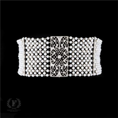 ANTIQUE PLATINUM PEARL DIAMOND CHOKER