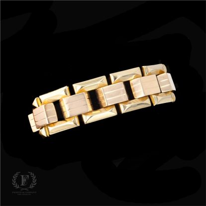 BOLD 18K YELLOW ROSE GOLD TWO TONE RETRO BRACELET